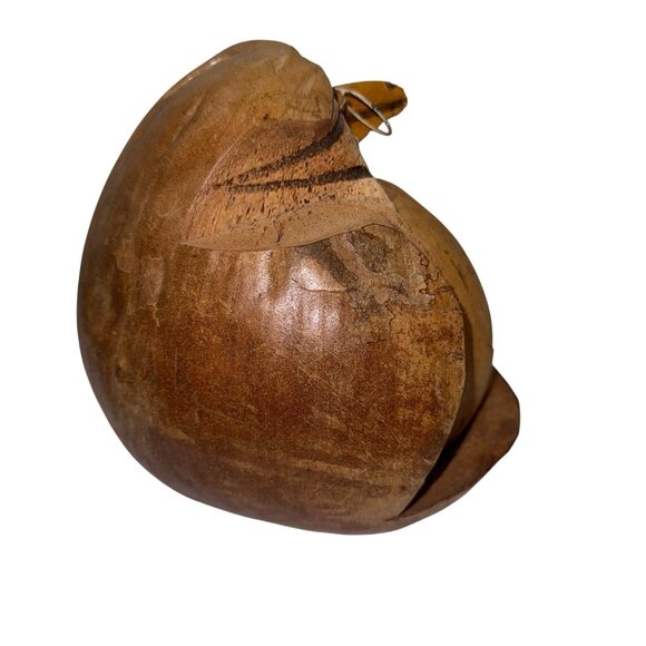 Handmade Wise Owl Wearing Glasses Coconut Shell Figurine Sculpture Kitsch BOHO - Picture 4 of 12